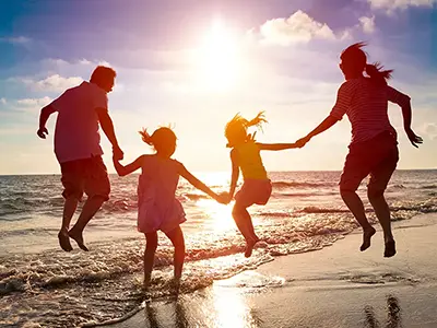 family on beach